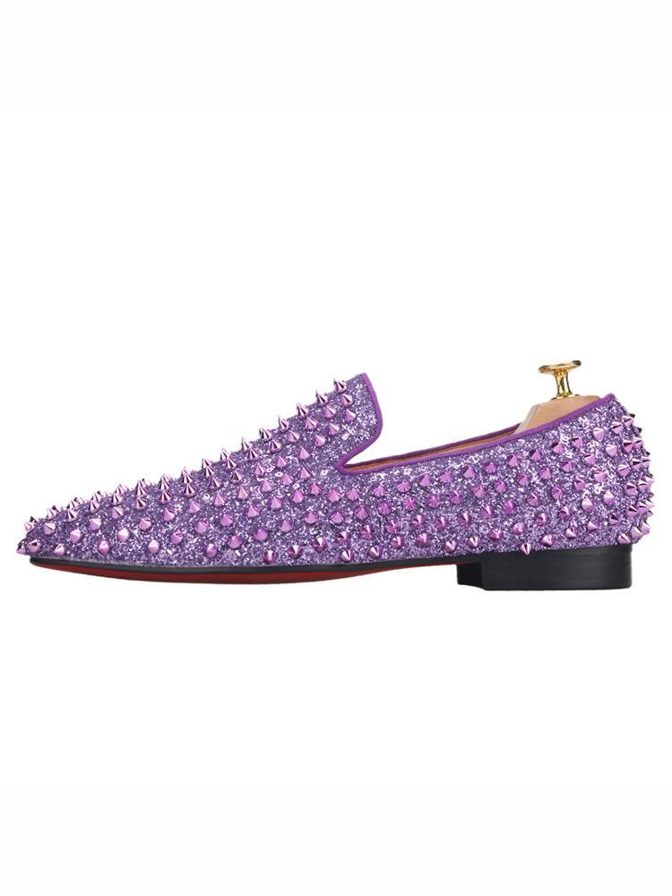 Runway Loafers Men’s Rivets Wedding Slip On Loafer Spikes Dress Shoes Nightclub
