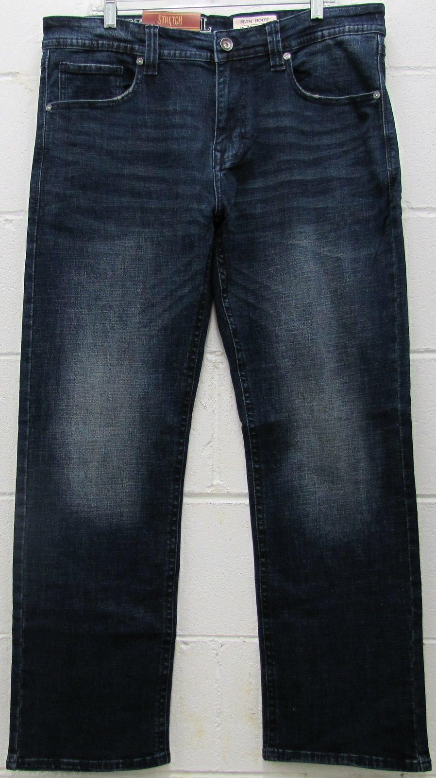 T K Axel Men’s Slim Bootcut Stretch Jeans BUSHNELL Dark Wash 36×32 36 x 32 New