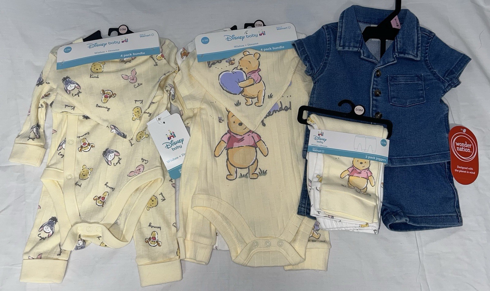 Brand New Baby Lot 0-3M Wonder Nation Denim + Disney Winnie the Pooh