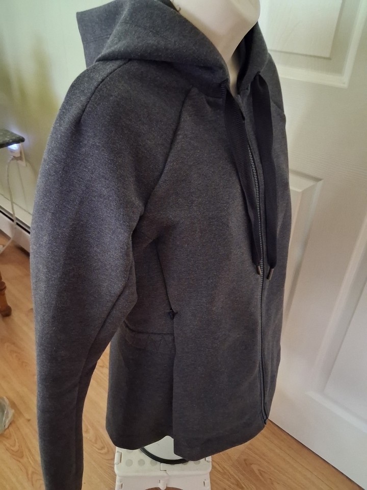 Lululemon 8 &go Skyline Jacket Heathered Black Full Zip Pleated w Hood MINT Cond