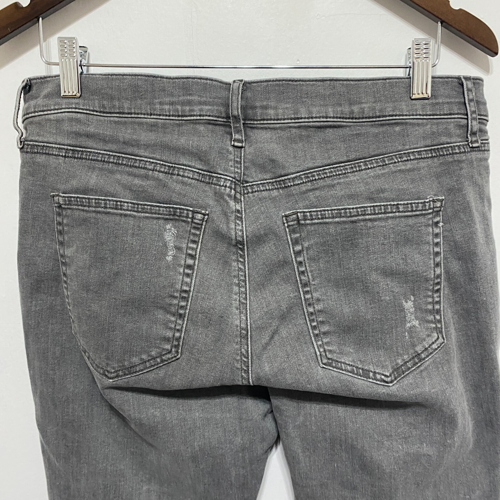 GAP Jeans Womens 32 Gray Resolution True Skinny Stretch Distressed High Rise