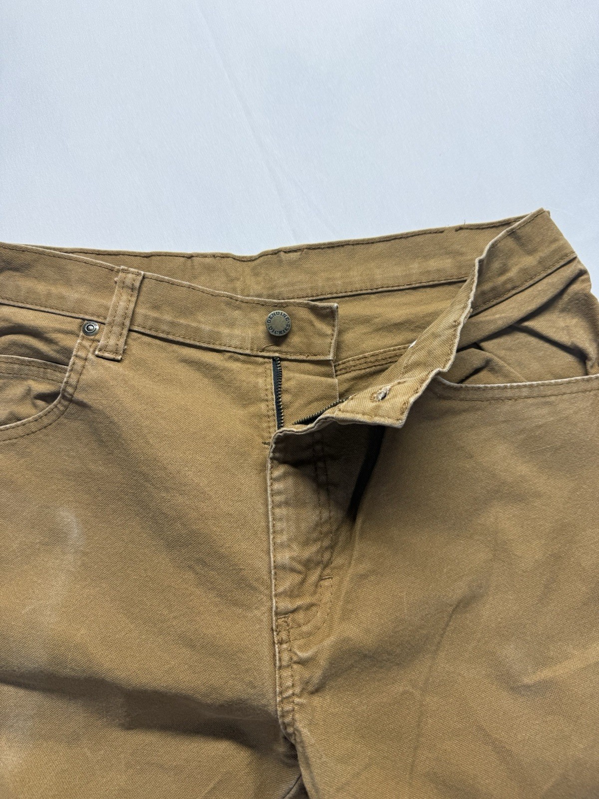 Dickies Pants Mens 32×30 Brown Canvas Carpenter Relaxed Hammer Loop Workwear