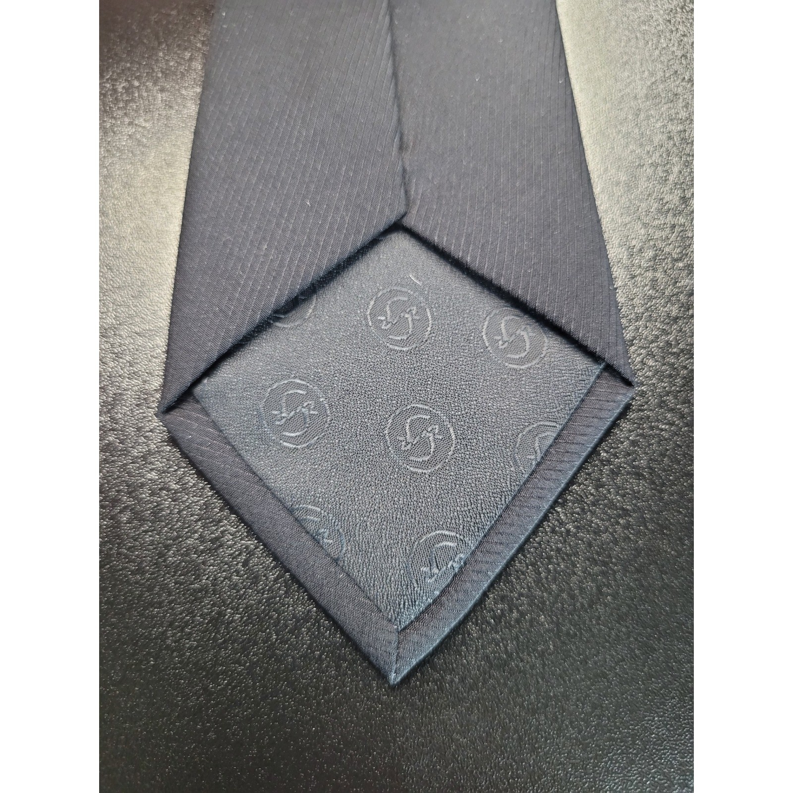Stefano Ricci Men’s Necktie Navy Solid Ribbed Silk 3.75×58 Good