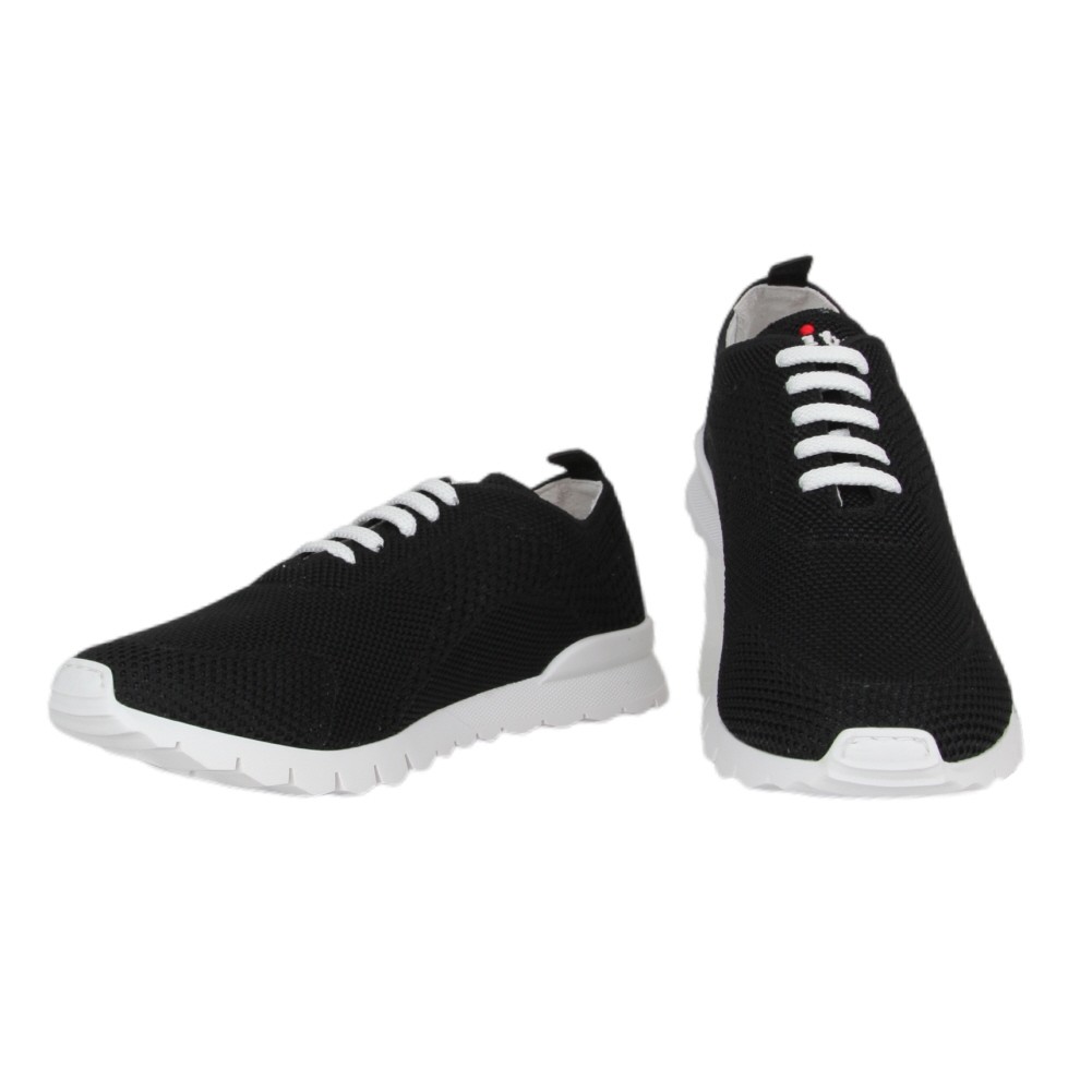 $820 Kiton Black Cotton Sneakers – (KT89255)