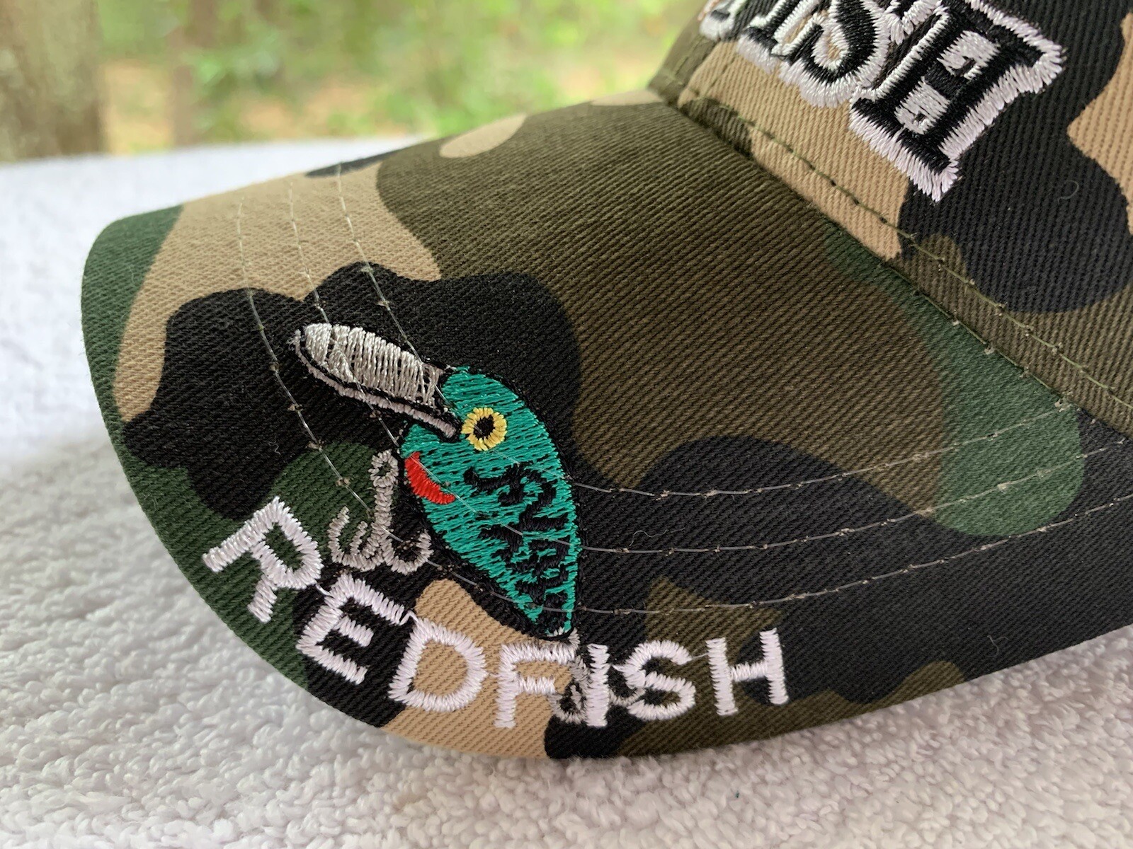 Blue Ocean Hat Cap Redfish Shut Up & Fish Camo StrapBack Embroidered Cotton NEW