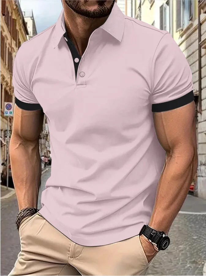Men’s Trendy Short Sleeve Polo Shirt Casual T-shirt Tee Summer Fashion Gym Gift
