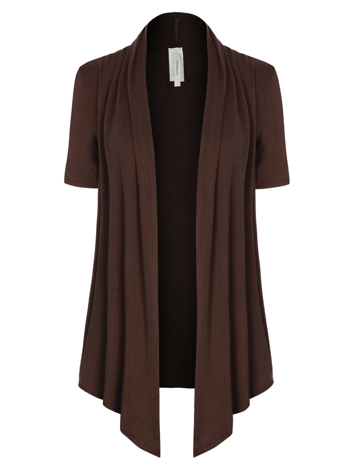MixMatchy Solid Jersey Knit Short Sleeve Open Front Draped Cardigan
