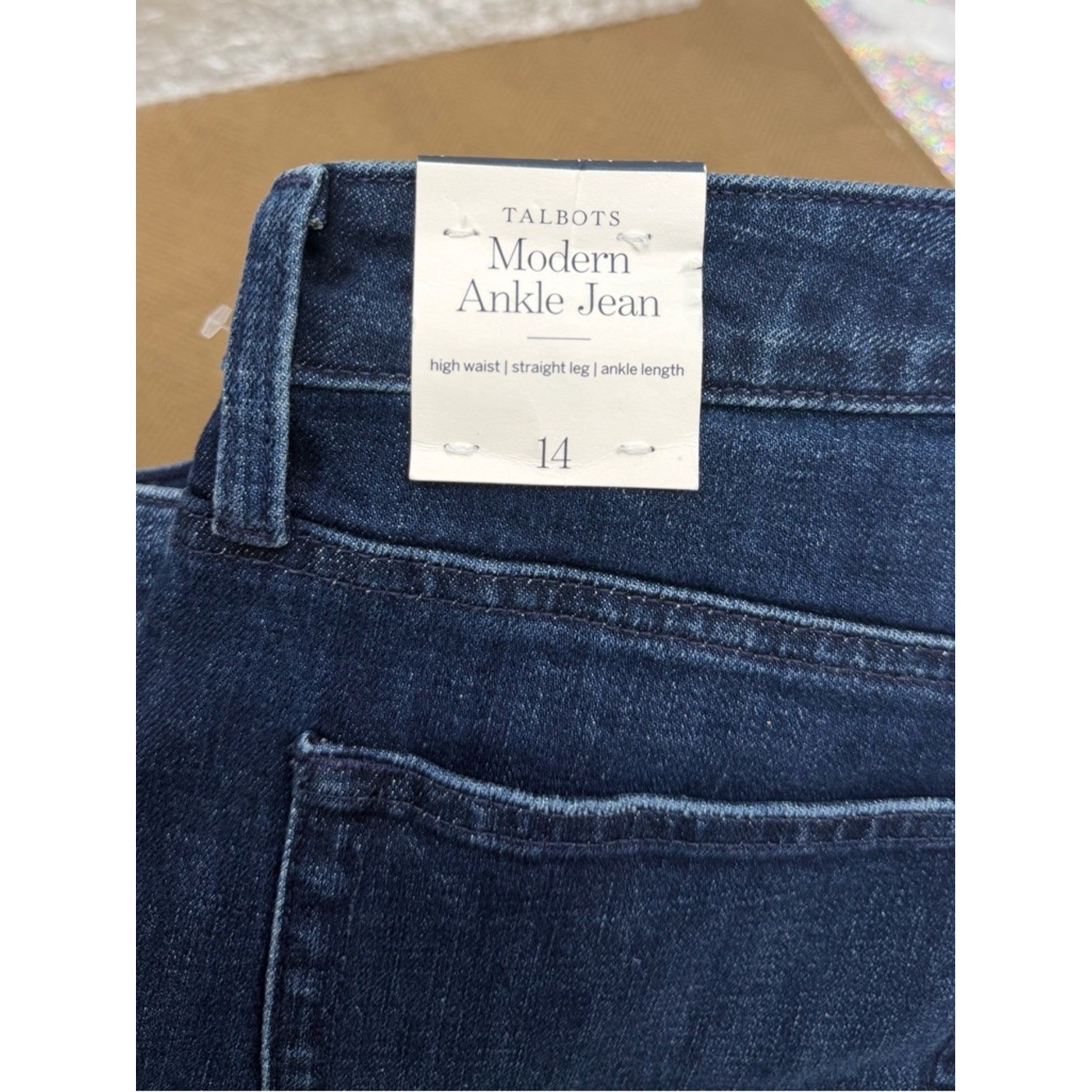 NWT Talbots Modern Ankle Jean High Waist Straight Leg Dark Wash size 14