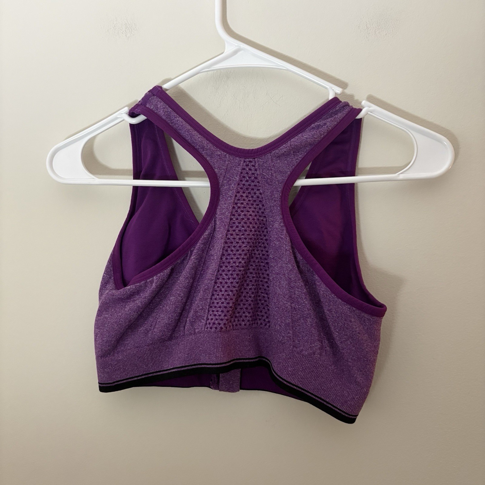 Women’s Large Sports Bra Purple Full Zip Non Padded Workout Gym Leisure R7