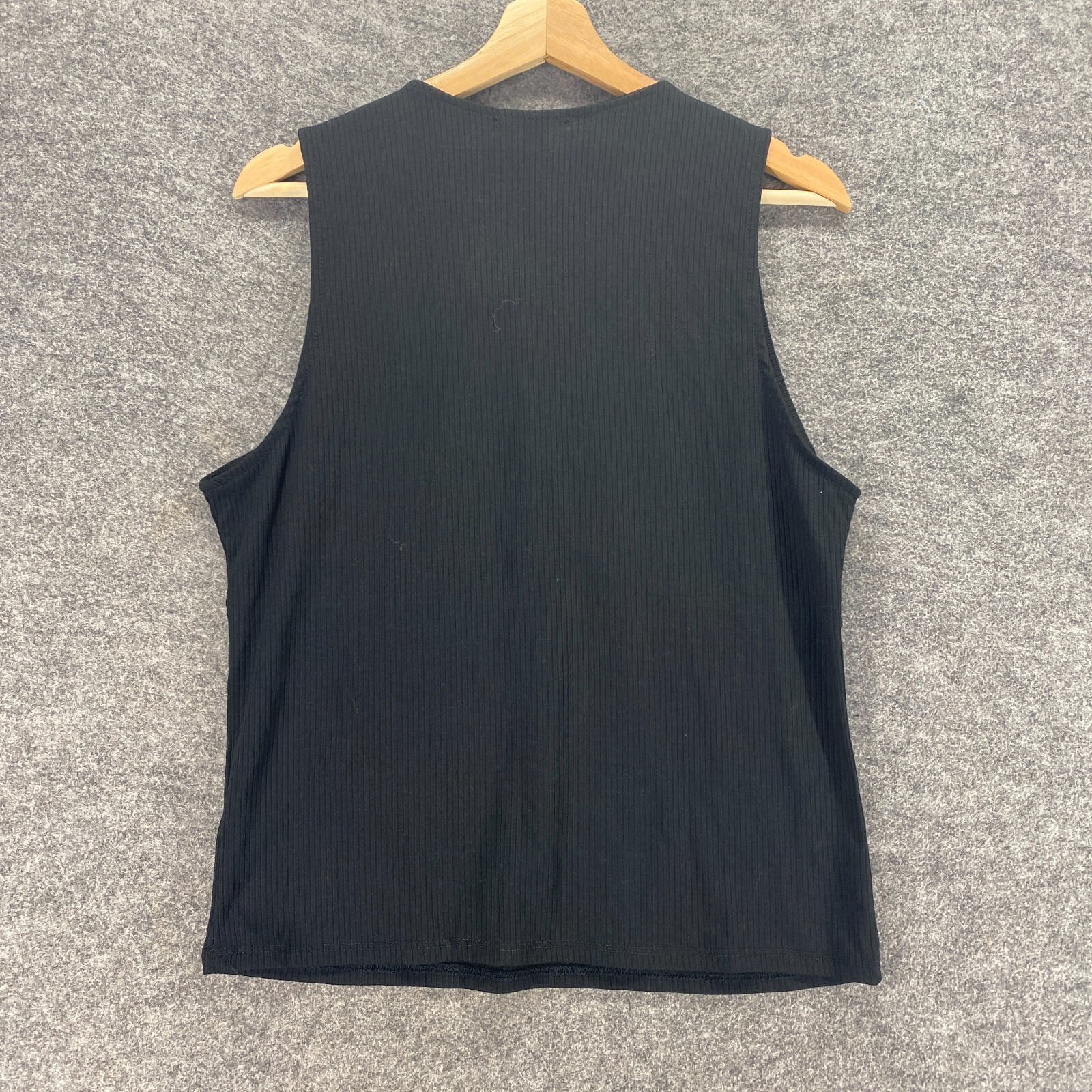 New Ambiance Top Women 1X Plus Black V-Neck Tasseled Sleeveless Wide Strap Blous