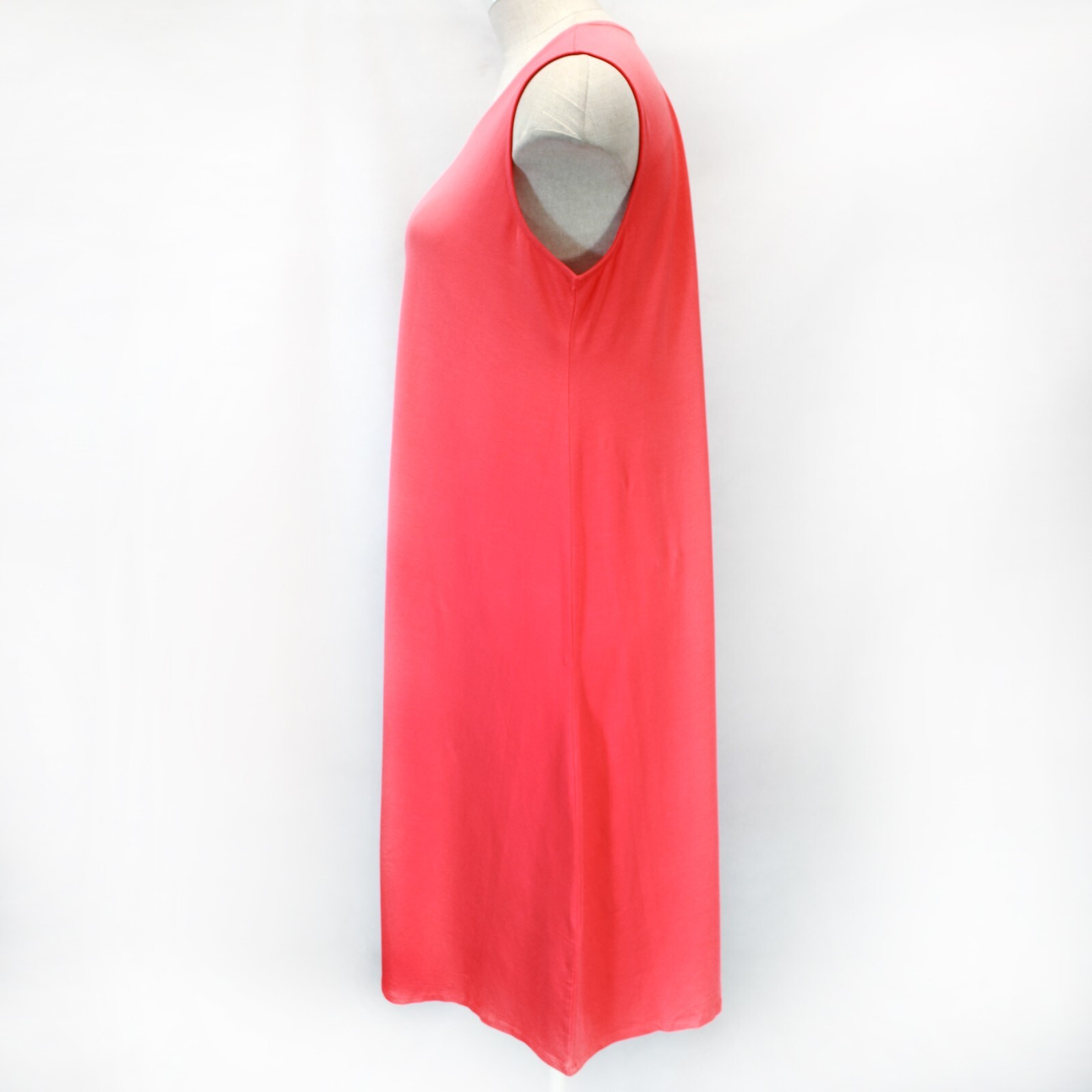 Eileen Fisher Plus Size Watermelon Fine Jersey V-Neck Sleeveless Midi Dress 1X