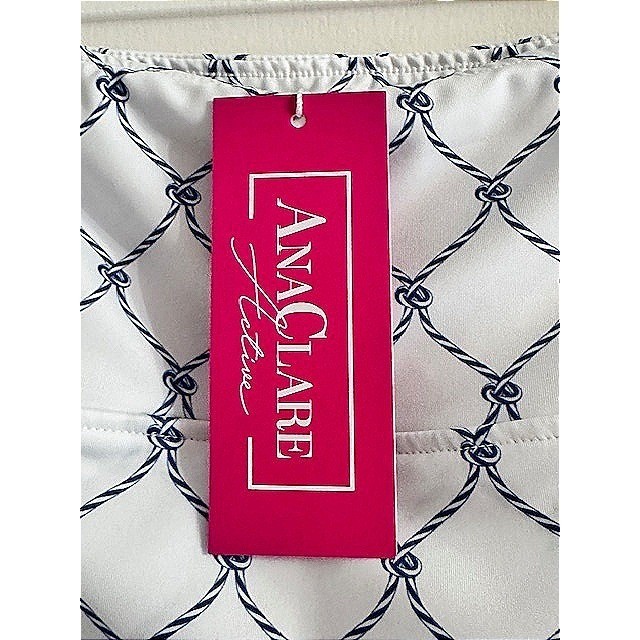 Ana Clare Active Womens XS Skort White Navy Rope Print Nautical Vacation Golf
