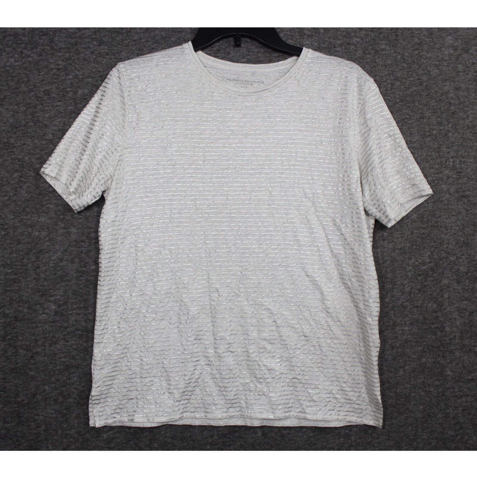 Majestic Filatures size 1 Deluxe Teeshirt Linen silver Stripe Short Sleeve