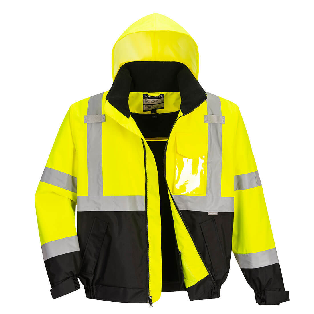 Portwest US364 Hi Vis Premium 2-in-1 Bomber Hooded Waterproof Safety Jacket ANSI