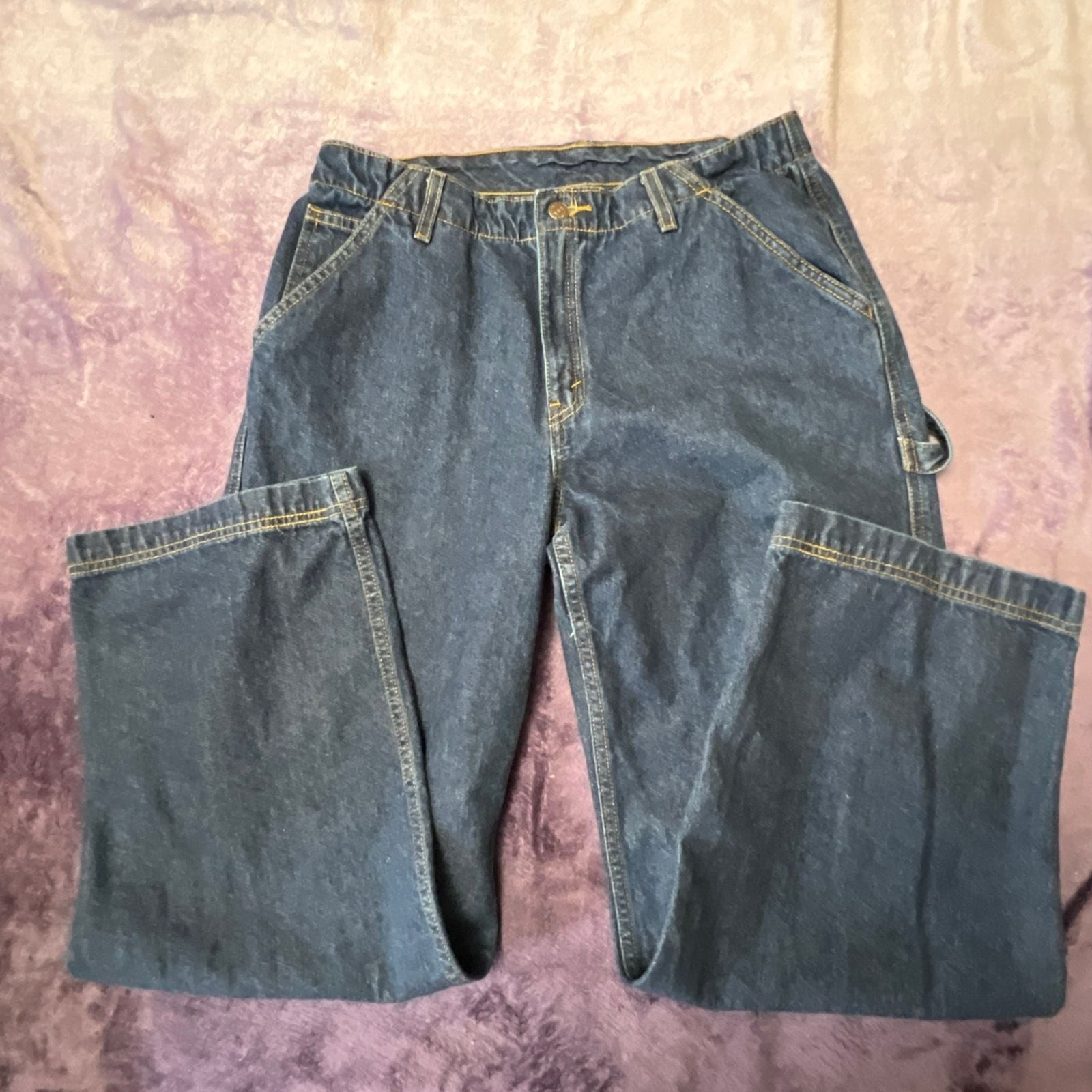 Vintage Levi’s Two-Horse Brand Blue Denim Carpenter Work Pants Size 12 MED