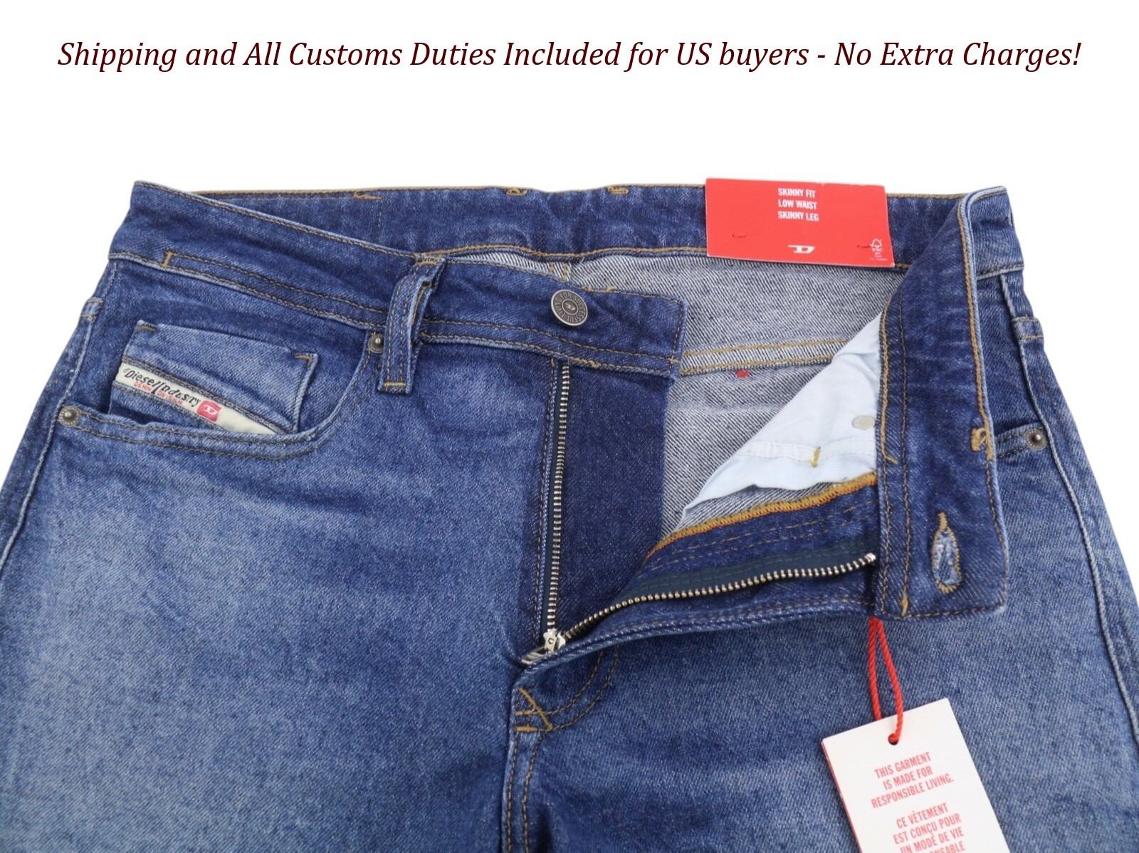 DIESEL 1979 Sleenker 0ENAH Men Jeans W30/L32 Blue Faded Whiskers Skinny Fit –