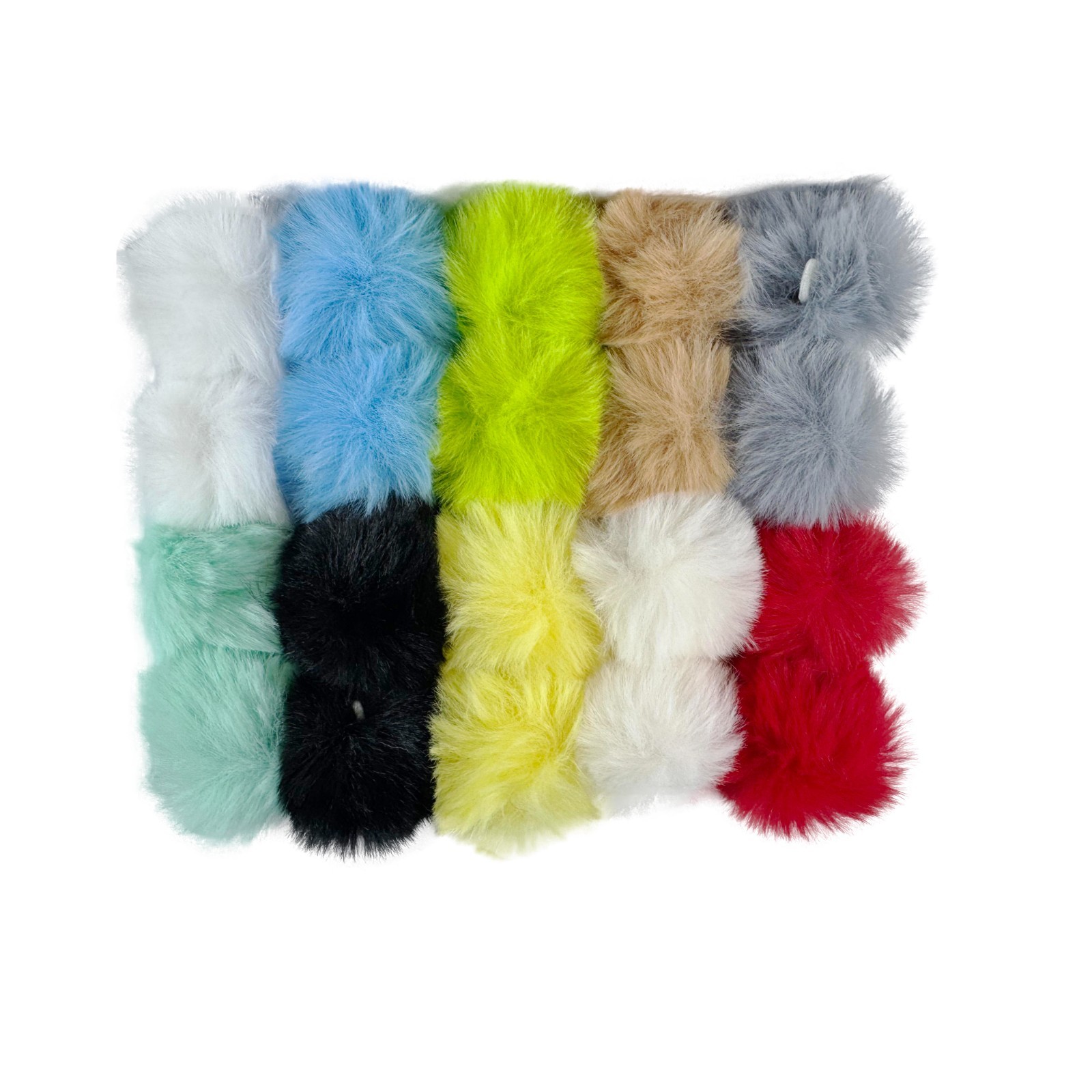 100pcs 6cm Faux Fur Pom Pom Balls with Elastic Loop DIY Keychain Bag Charm Craft