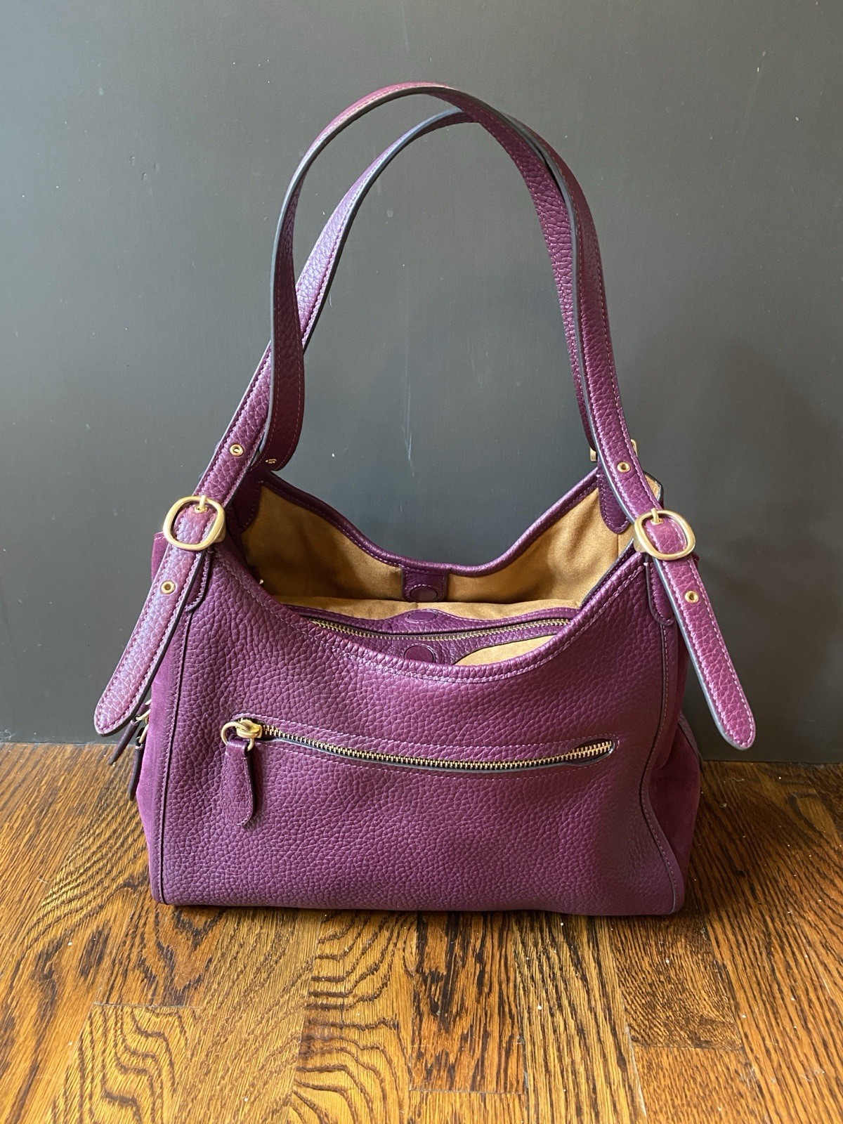 COACH Handbag Totebag LORI SHOULDER BAG Burgundy Leather Women’s Auth