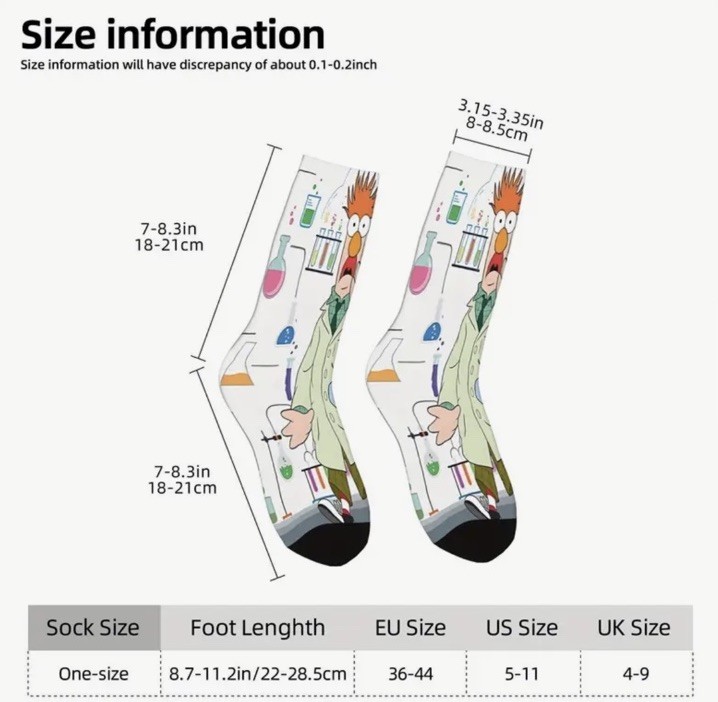 Dr Bunsen & Beaker Muppets Character Novelty Socks L One Size Unisex