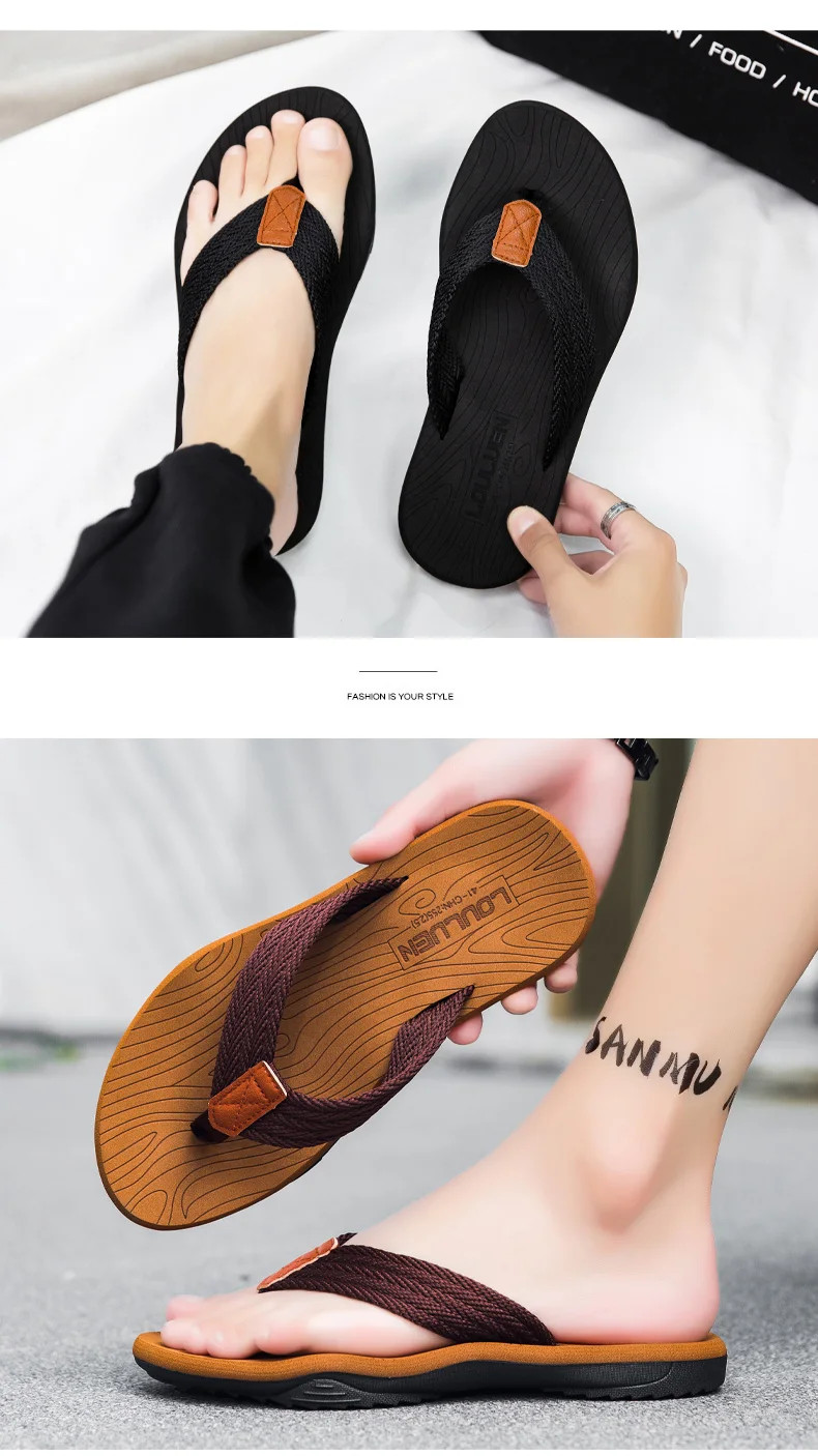 Men Flip Flop Sandals Slip-On Summer Beach Casual Footwear Slides Slippers Gift