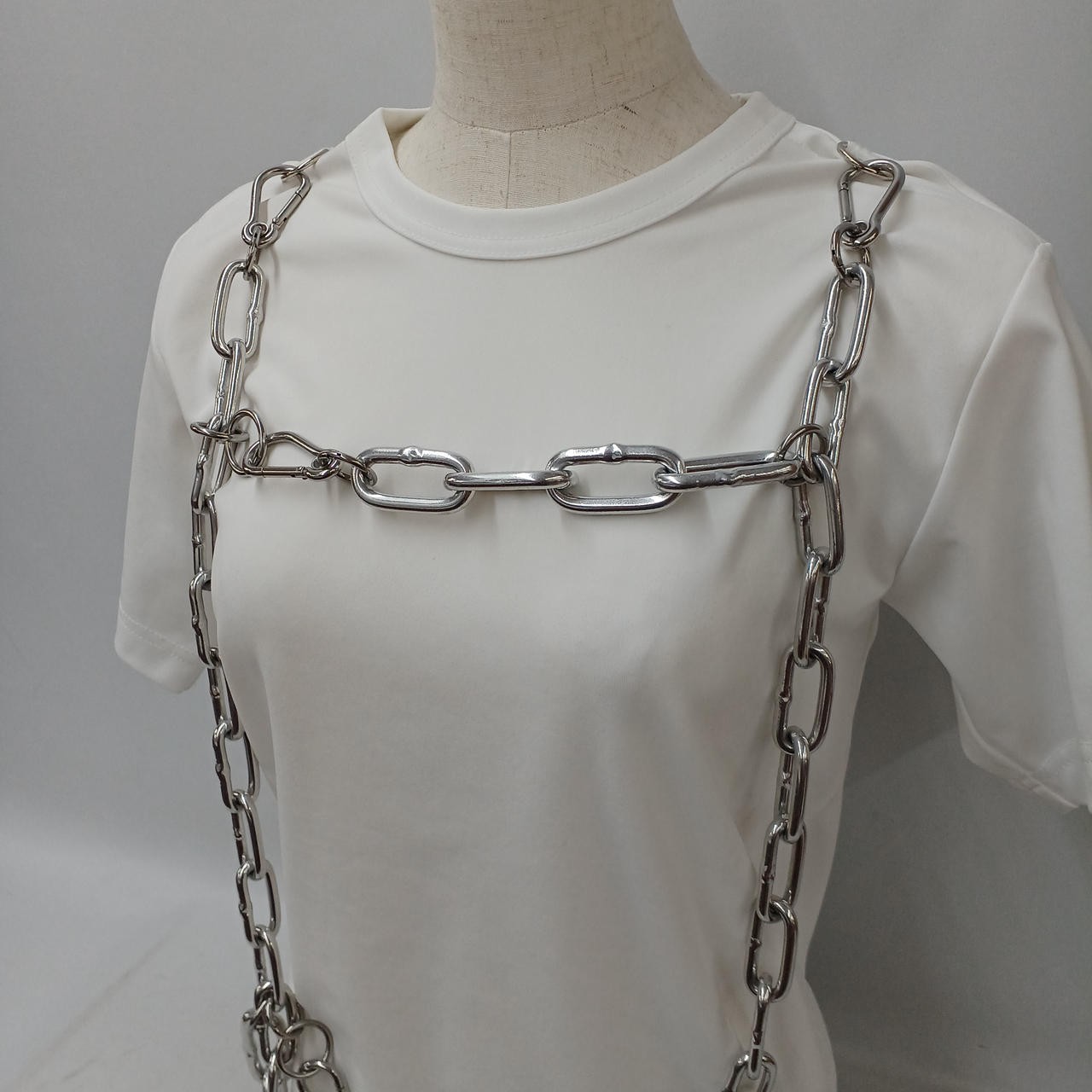 Comme Des Garçons Chain Harness T-Shirt S White Polyester