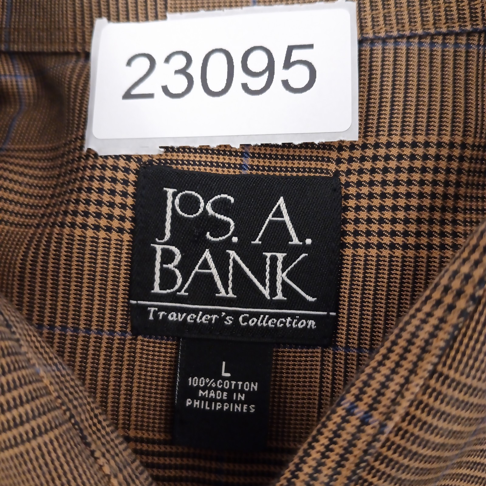 Jos A Bank Shirt Mens Large Orange Plaid Long Sleeve Button Down Cotton