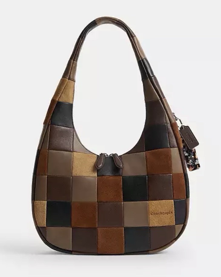 Coach Coachtopia Alter Ego Crescent Shoulder Bag Checkerboard Suede Leather NWT