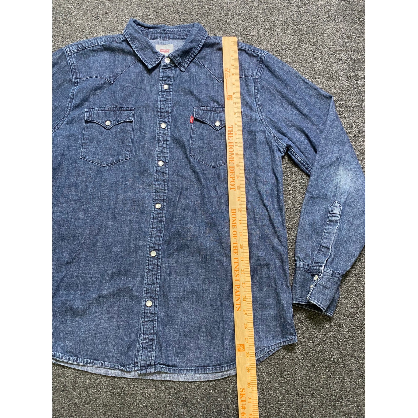 Levi’s Western Pearl Snap Shirt Blue Mens XL Long Sleeve Denim Ranch 3LYLW2262