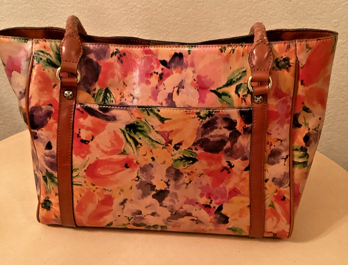 Patricia Nash Cameley Large Tote Shoulder Bag Floral Print Leather Tassel