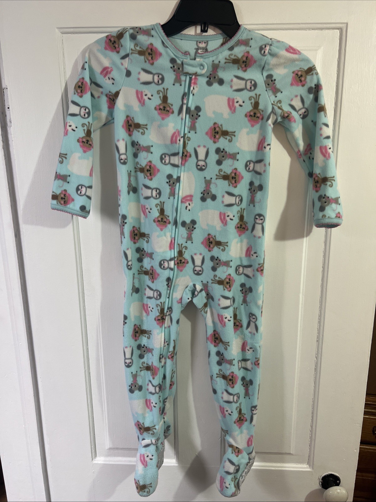 4T Simple Joys Zip Up Footie Pajamas Super Soft With Mouse,polar bear, Penguin