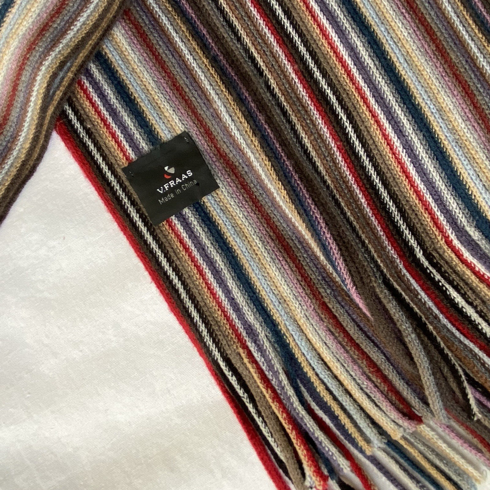 FRAAS Scarf Striped Red Gray Beige Teal Purple Black Fringe Soft Men’s Women’s