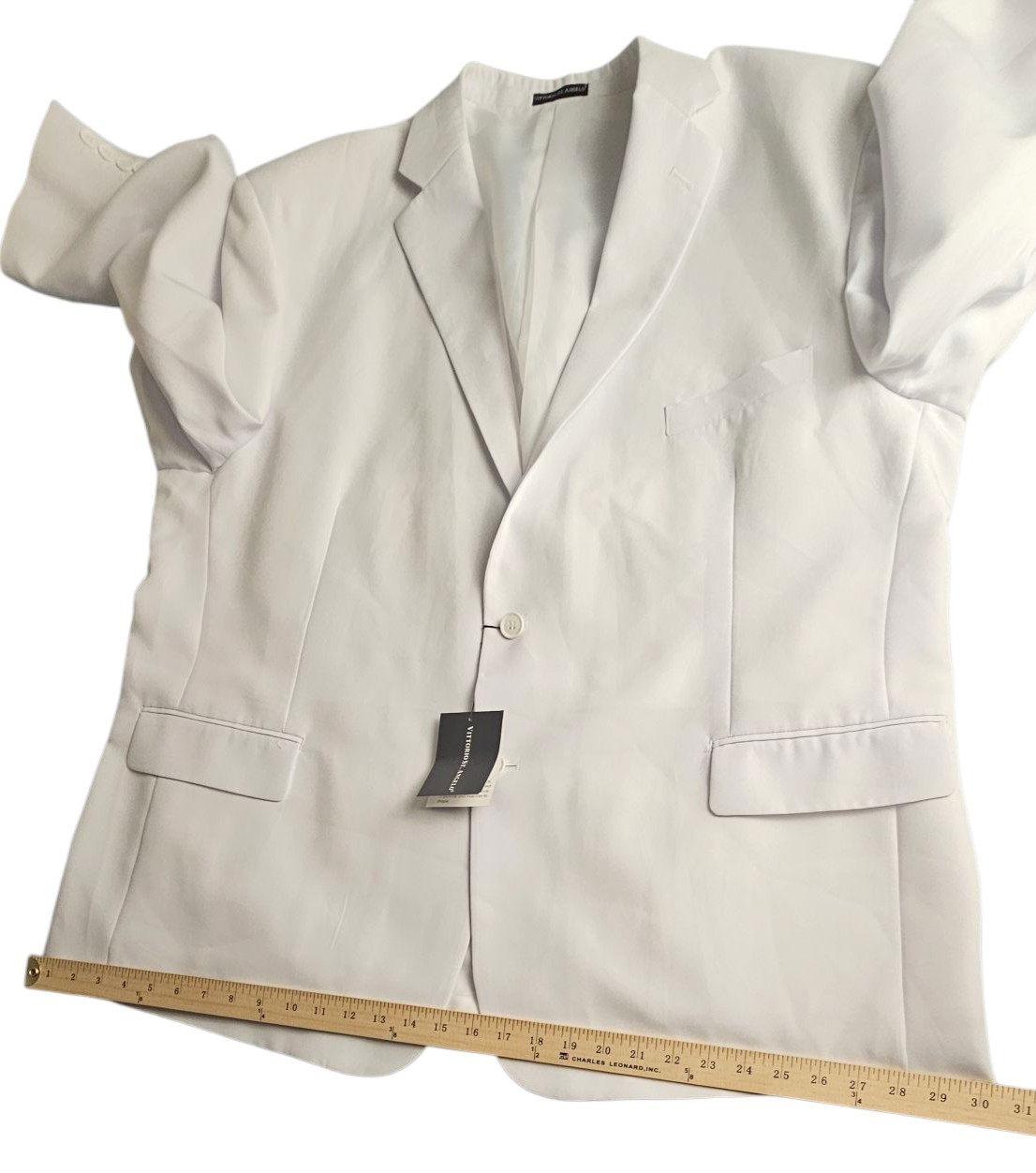 Vittorio St. Angelo White Suit Split Collar 2 Button 54R Pants 48×26 Formal NWT