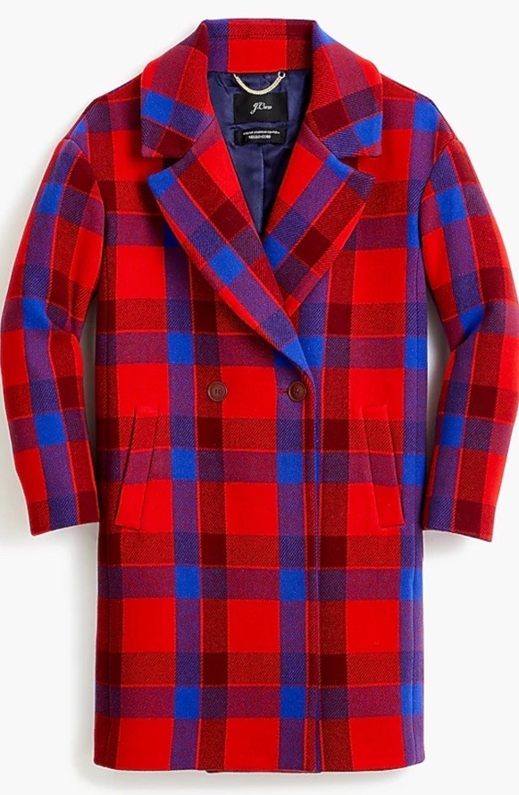 51 J Crew Oversized topcoat in plaid Italian stadium cloth wool S Flawless