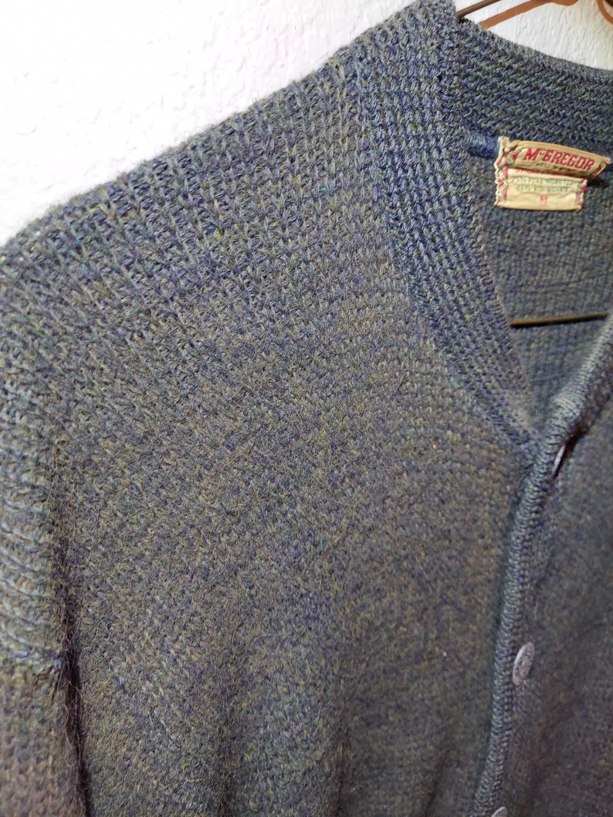 Vtg McGregor Kid Mohair Worsted Wool Cardigan Rockabilly Thrashed Cobain Grunge