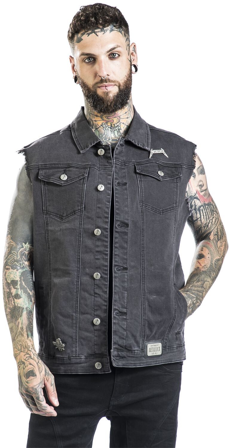 Metallica Vest Jacket Thrash Metal Band Sleeveless Denim Men’s Black Jean Jacket