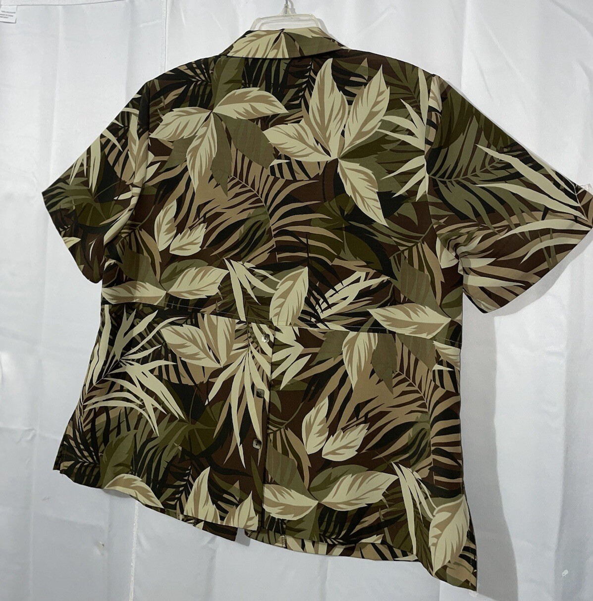 Vintage Studio C Green Tropical Button Up Top Shoulder Pads Hawaiian Sz 18