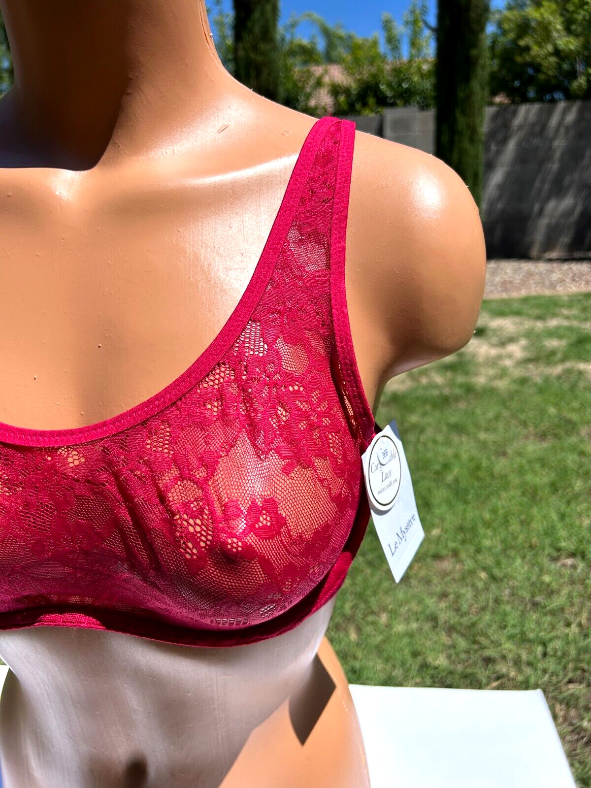 Le Mystere Stretch Lace Unlined Underwire Bra 36B Merlot Red $68 #8232 NWT