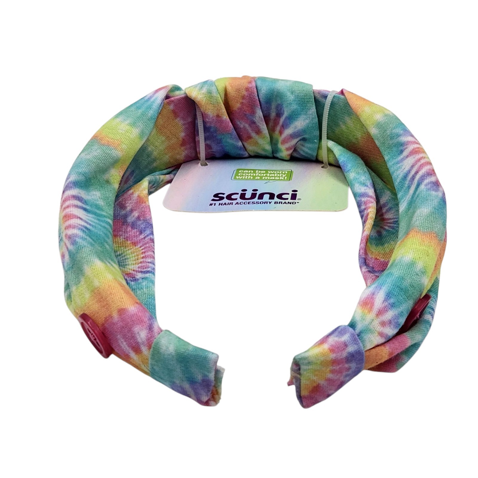 Scunci U Got This Headband with Buttons for Mask 3 Pcs Multicolor Tie Dye Set