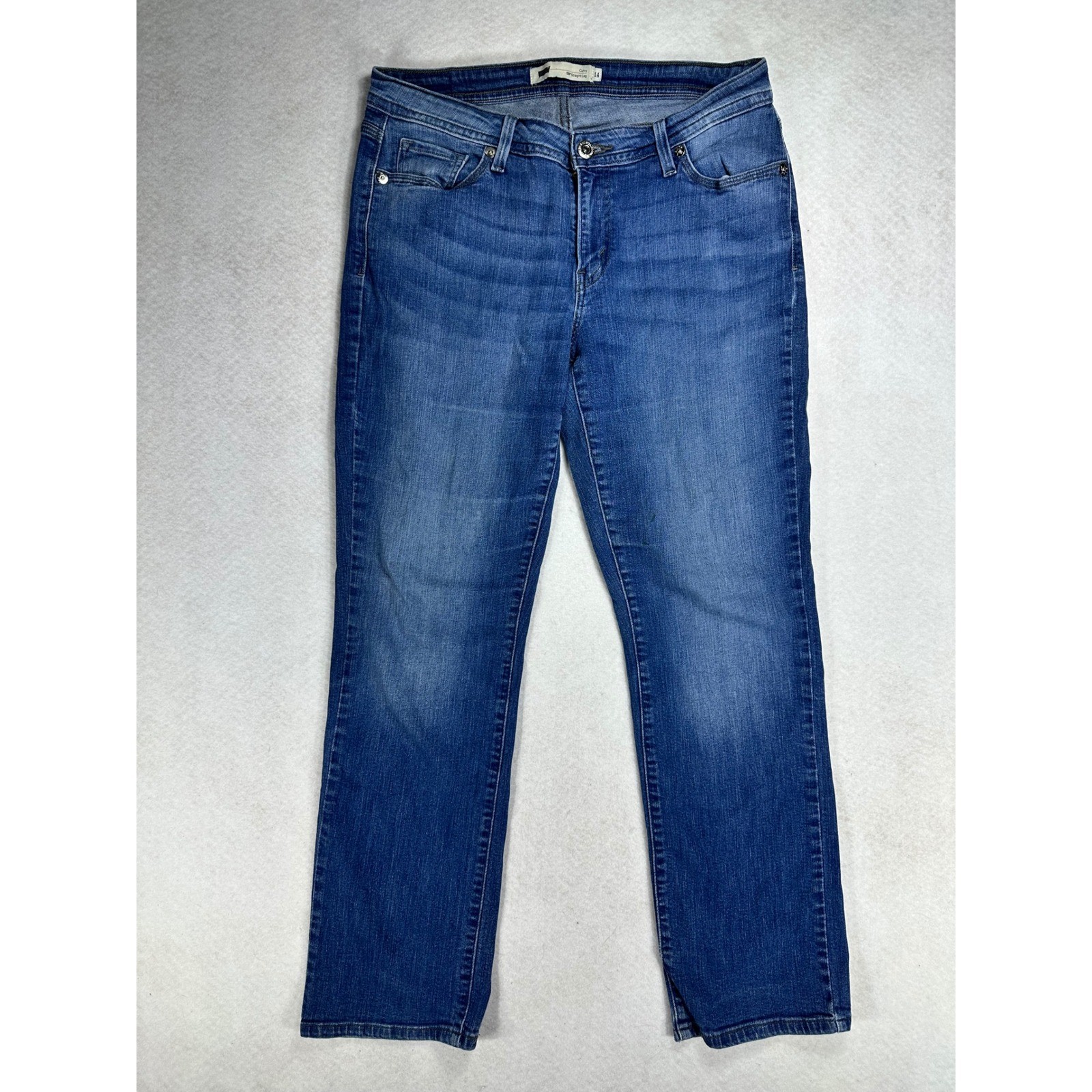 Levis 529 Curvy Straight Leg Jeans Womens 14 Medium Wash Blue Denim Mid Rise