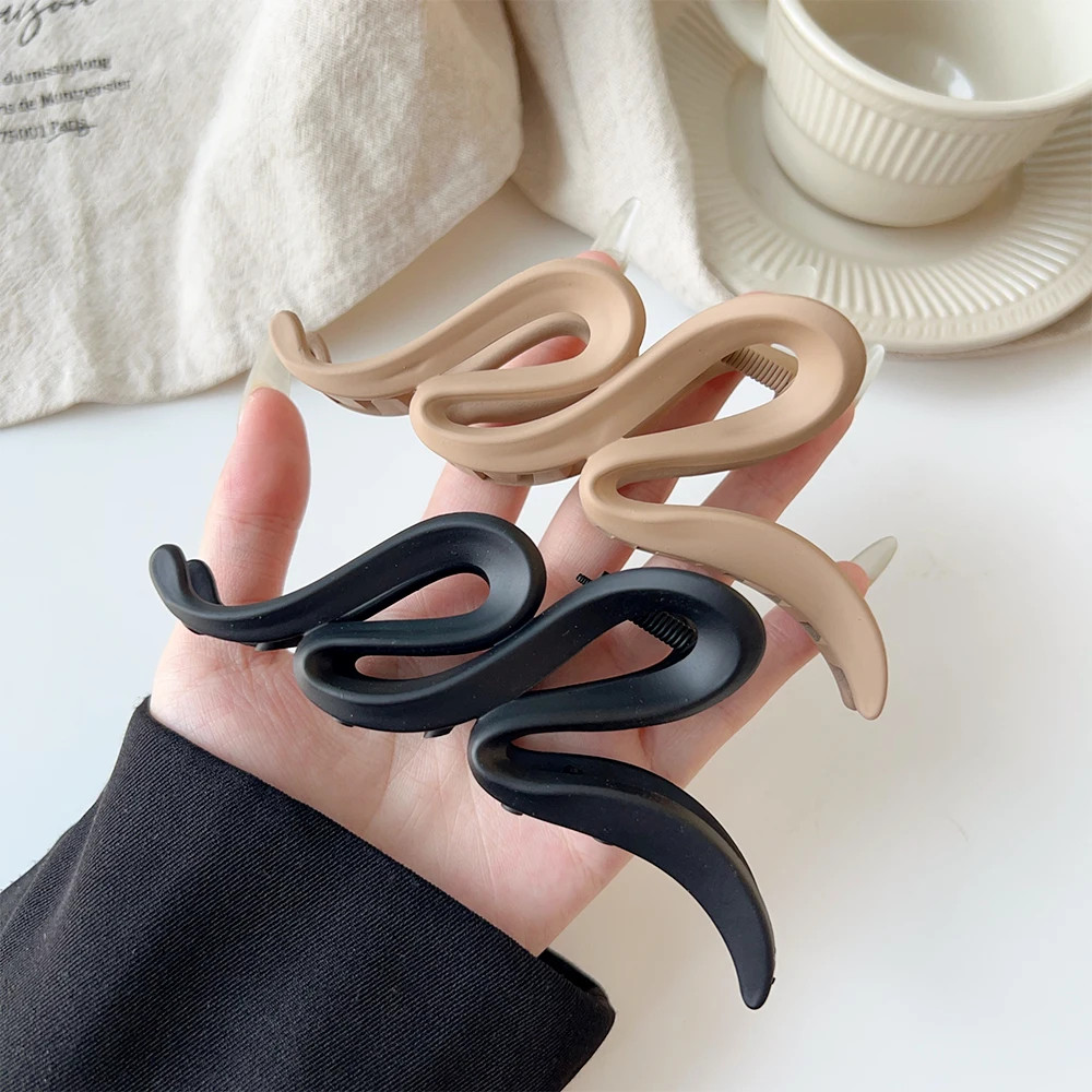 13cm Acrylic Hair Claw Clips Matte Wave Design Women Girls Hair Accessories Set