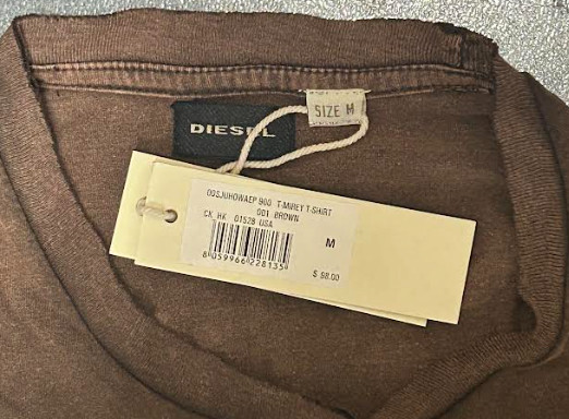 Vintage Y2K $98 DIESEL Brown MIREY Short Sleeve Slim Fit Designer T-shirt NWT