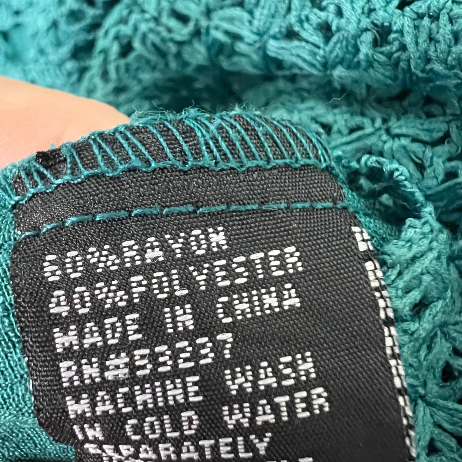 Unique Spectrum Teal Crochet Lace Boho Peasant Blouse XL 3/4 Sleeve Off Shoulder
