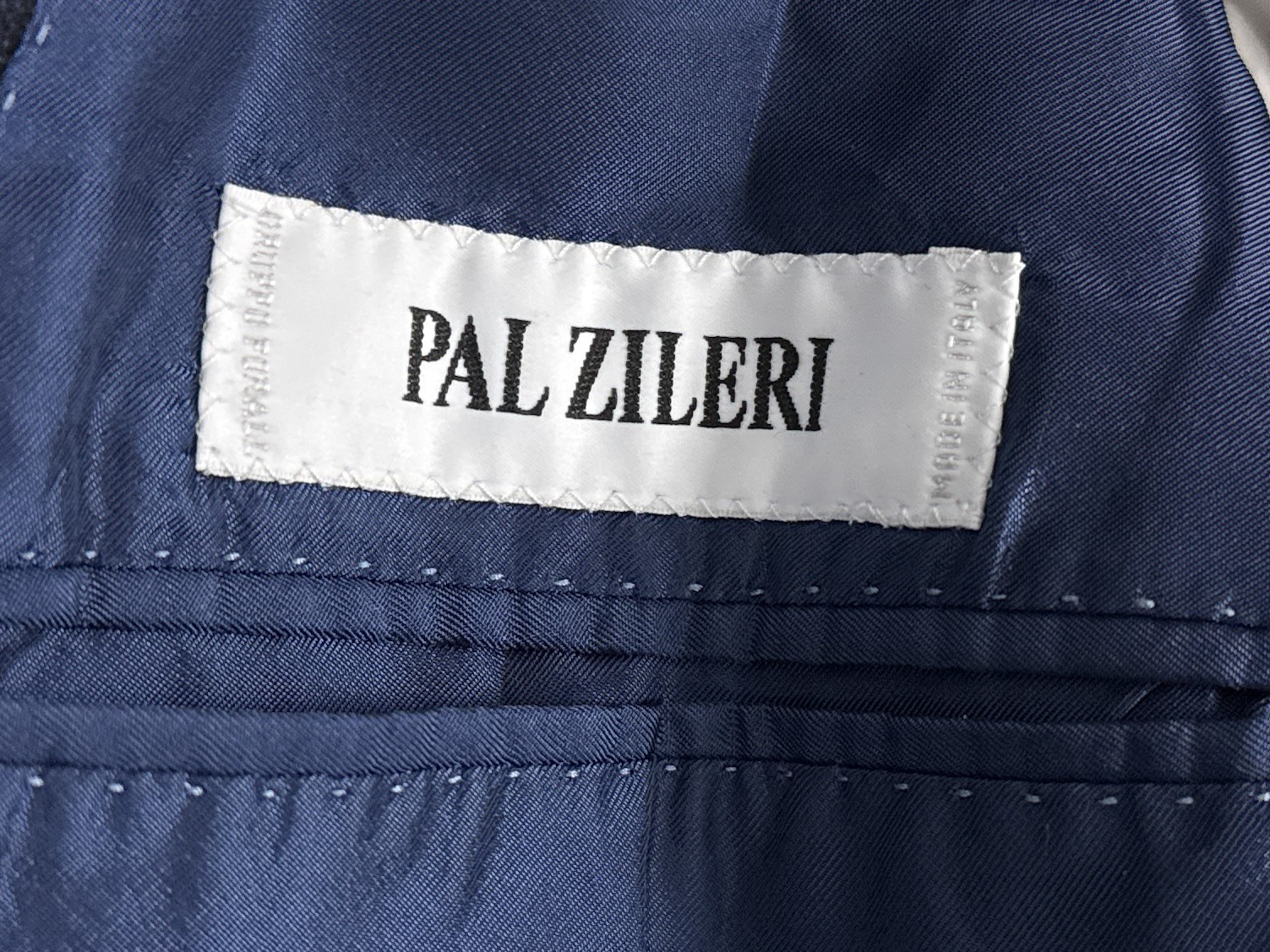 Pal Zileri Made in Italy Navy Windowpane Blazer EU-52R Drop 8 100% Wool Jacket