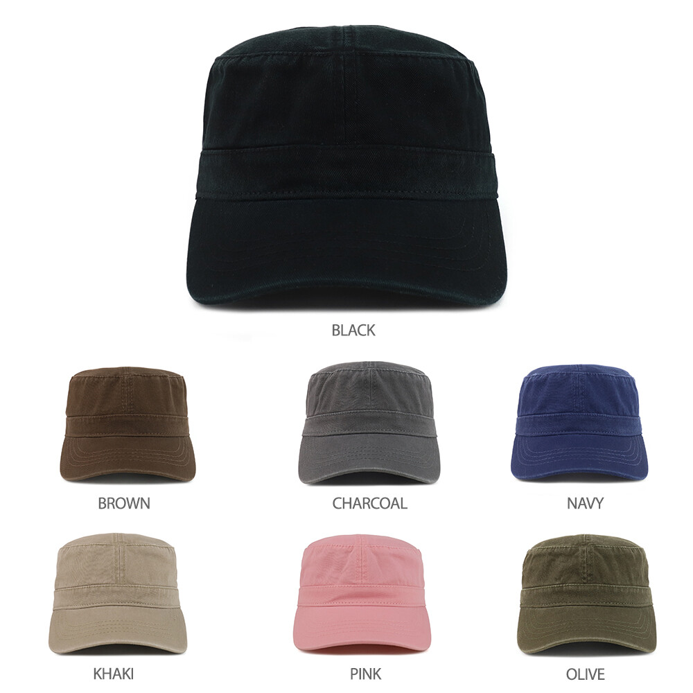 Garment Washed Cotton Twill Military Style Flat Top Hat – FREE SHIPPING