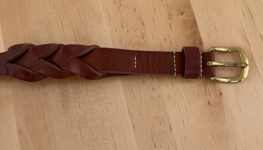 Braided Leather Belt Womens Brown Bonded Flat Size M/L 31-33 in Casual Western