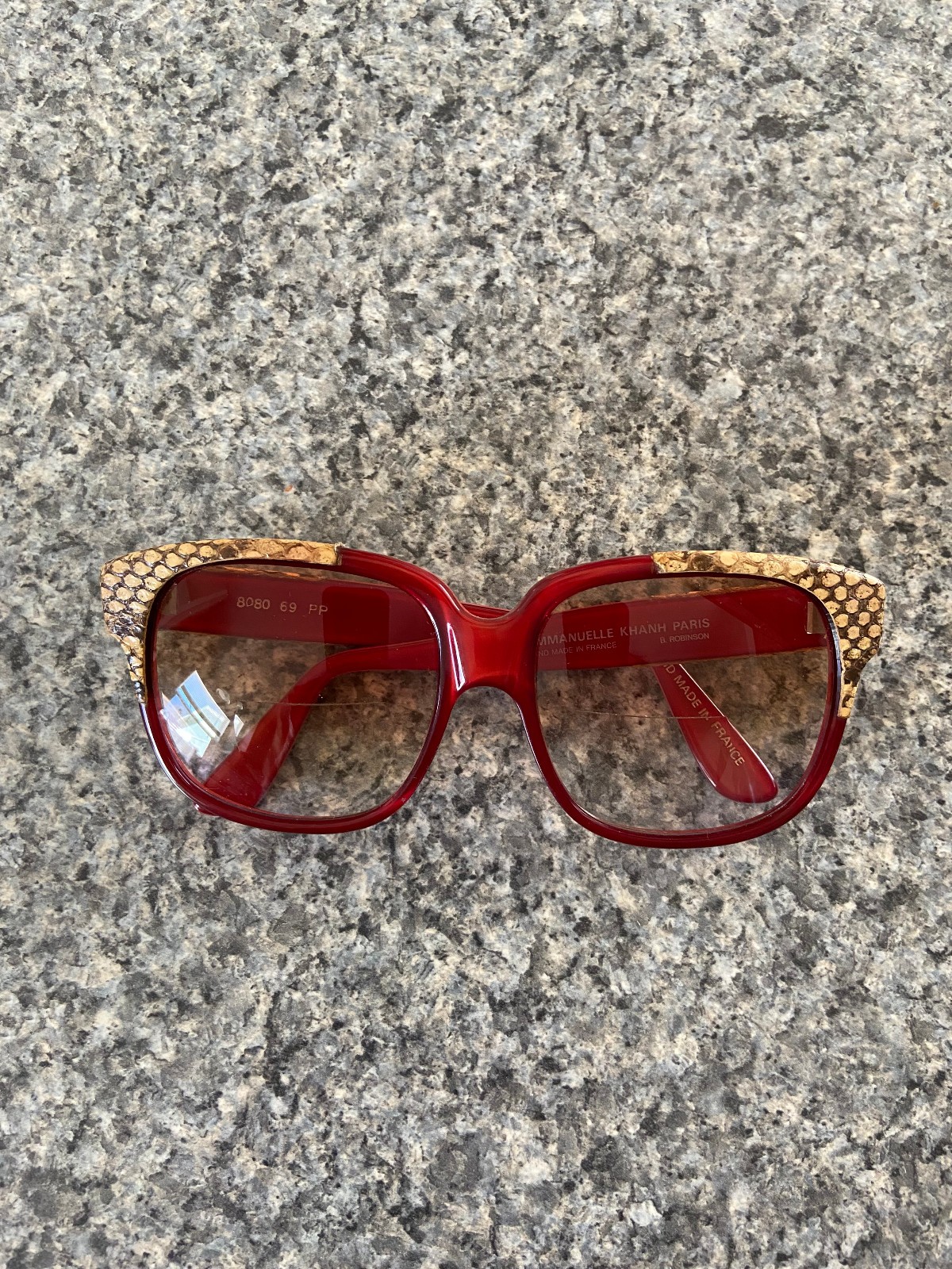 Emmanuelle Khanh Paris 8080 69 PP Red Snake Skin Framed Sunglasses