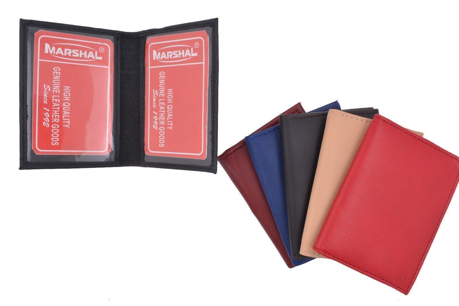 Genuine Leather 2 License Holder Credit Card ID Business Card Wallet USA SELLER