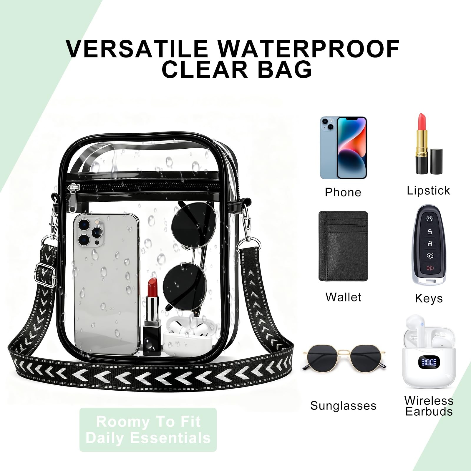 Clear Crossbody Purse Bag Stadium Approved Concert Sports Bag for Women