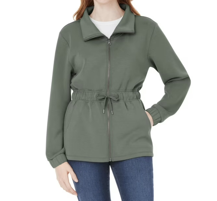 Jacket Green Sandwash Pockets Draw String Waist Women’s 2XL By Member’s Mark