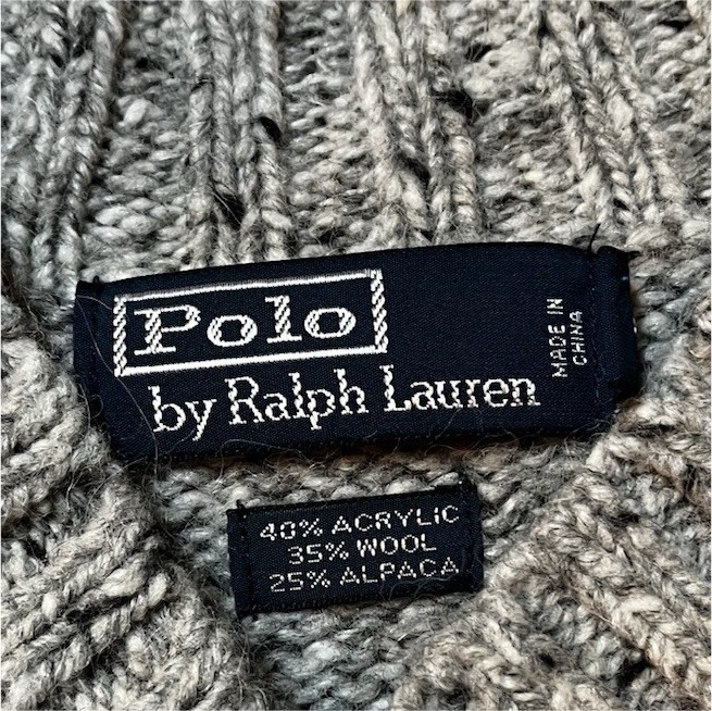 Polo Ralph Lauren Men’s Gray V-Neck Knit Pullover Sweater w/ Elbow Patches